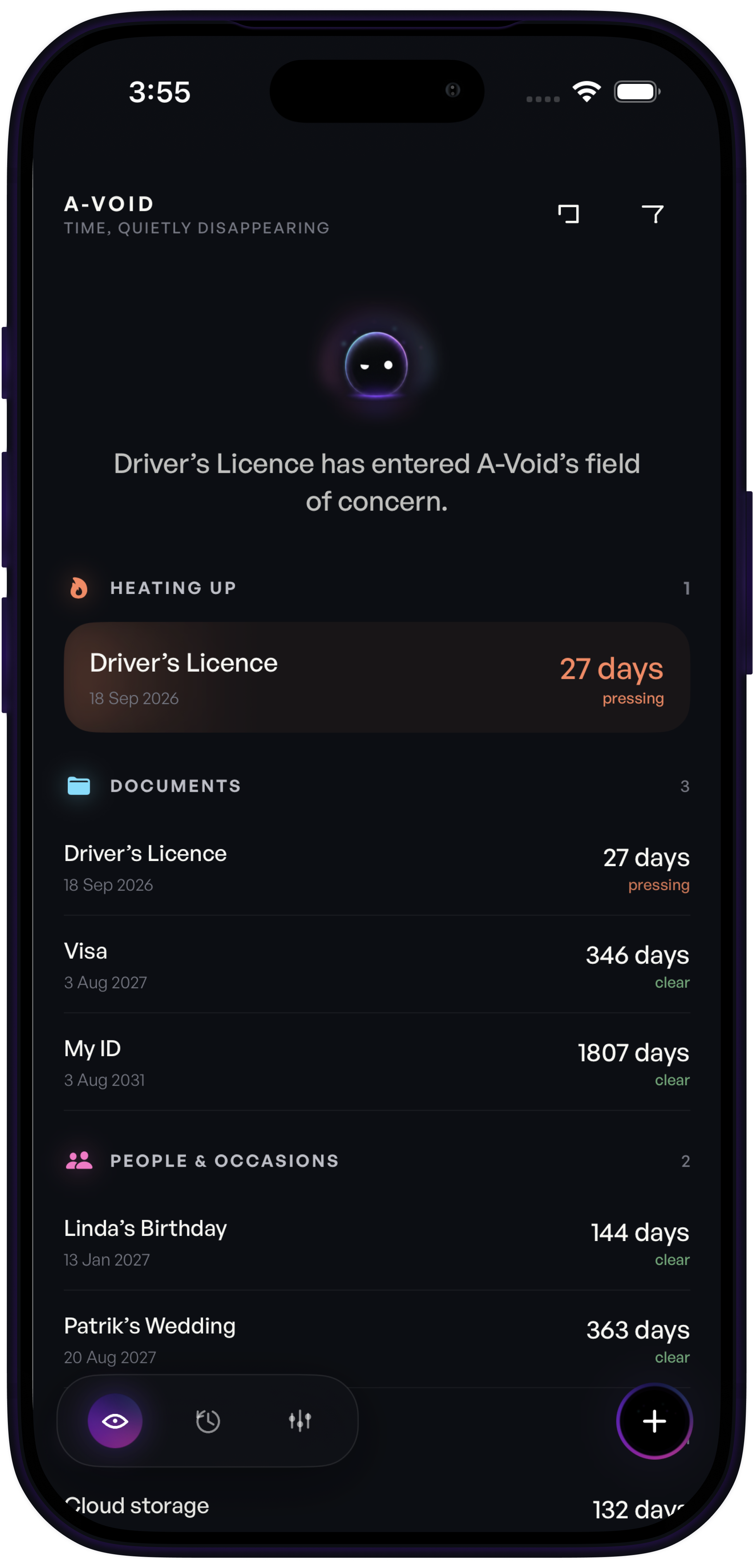 A-Void home timeline screen